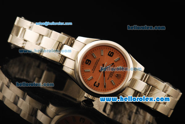 Rolex Oyster Perpetual Automatic Movement ETA Coating Case with Orange Dial and Stick Markers/Arabic Numerals - Click Image to Close